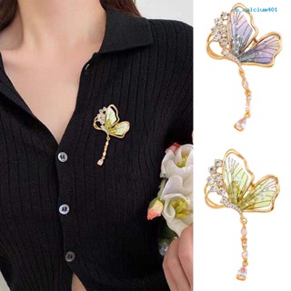 Bcalciumrx เข็มกลัด รูปผีเสื้อ ประดับพลอยเทียม พร้อมพู่ยาว สีทอง หรูหรา เครื่องประดับ สําหรับผู้หญิง