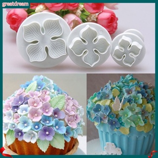 &lt;GD&gt; 3Pcs Hydrangea Fondant DIY Mold Flower Icing Decorating Cutter Plunger Bakeware