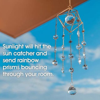 ❒Sun catcher wind chime จี้ธรณีประตูหน้าต่างในร่มแขวนคริสตัลตกแต่งแสงและเงาคริสตัลกระดิ่งลมแนวนอนห้อง high-end