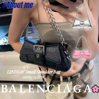 บาเลนเซียก้า  Balenciaga LINDSAY small crocodile-embossed shoulder bag ผู้หญิง / กระเป๋าสะพายข้าง