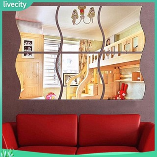 {livecity} สติ๊กเกอร์กระจกตกแต่งผนัง 6 ชิ้น / ชุด DIY