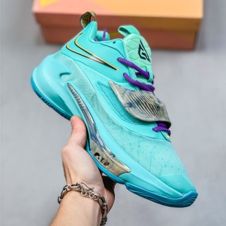 Nike Zoom Freak 3 EP White PurpleVlot "Letter Brother 3rd Generation Signature Air Cushion Low-top รองเท้ากีฬา รองเท้าบาสเก็ตบอลลําลอง