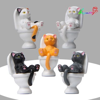 【AG】Mini Cat Model High Simulation Vivid Expression Decoration Toilet Miniature Cat Animal Toy for