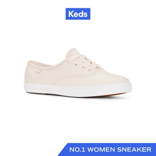 KEDS รองเท้าผ้าใบหนัง แบบผูกเชือก รุ่น CHAMPION PREM LEATHER สีชมพูอ่อน ( WH67556 )