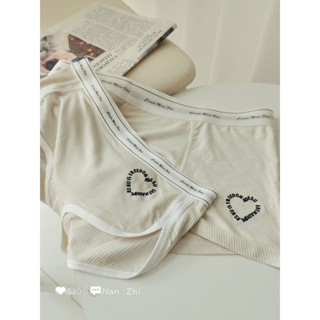 520~Smoke Love ชุดชั้นในคู่ด้าย Modal Cotton Men s Square Women Briefs Sports Style Summer Thin