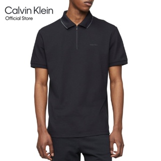 CALVIN KLEIN เสื้อโปโลผู้ชาย ทรง Regular รุ่น 40FM863 BAE - สีดำ