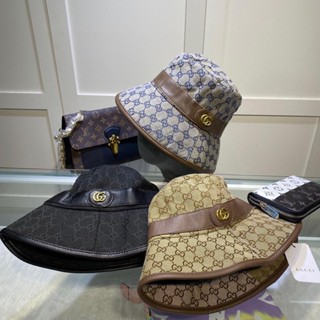 [sports] New_gucci หมวกบักเก็ตหนัง ผ้าแคนวาส สําหรับผู้ชาย ผู้หญิง H071