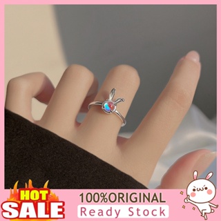 [B_398] Finger Band Faux Crystal Geometric Bright Luster Shiny Polishing Decoration Minimalist Faux Moonstone Rabbit Rings Fashion Jewelry