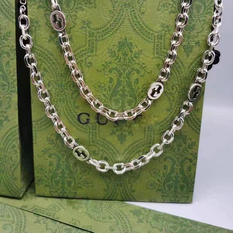 Gucci สร้อยคอโซ่เงินสเตอร์ลิง 6G สไตล์ย้อนยุค ไฮเอนด์ แฟชั่น สําหรับผู้ชาย และผู้หญิง