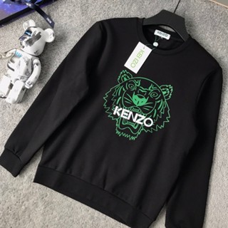 Kenzo เสื้อกันหนาว คอกลม ผ้าฝ้ายแท้ พิมพ์ลายหัวเสือ สําหรับผู้ชาย และผู้หญิง