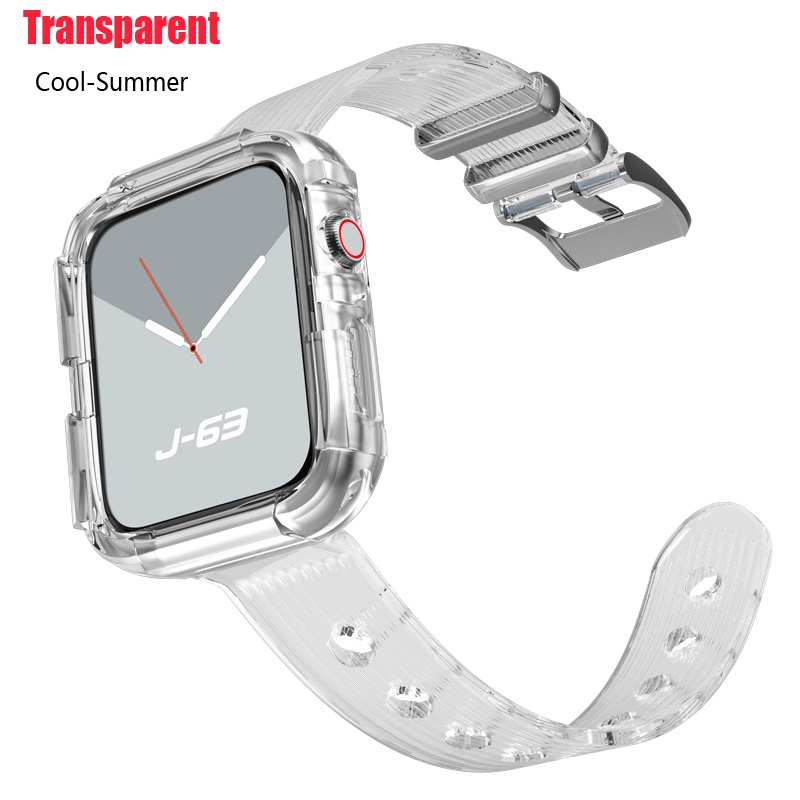 ✼◈✴Case+Strap for Apple Watch Band 44mm 40mm 42mm 38mm Soft Transparent Silicone belt correa Bracelet iWatch series 5 4