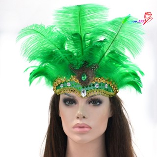 【AG】Women Sequins Rhinestone Feather Headband Show Halloween Dancing Party