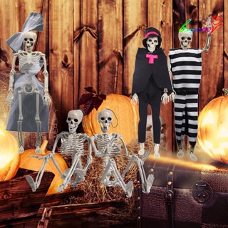 【AG】Realistic Look Sitting Lying Halloween Decoration Full Body Scary Movable Joints Halloween Skull for Haunted