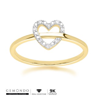 Gemondo : แหวนทองคำ 9K ประดับเพชร (DIAMOND) ดีไซน์แหวนทรงเปิดรูปหัวใจ : แหวนทอง แหวนหัวใจ แหวนเพชร