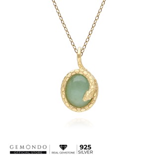 Gemondo  สร้อยพร้อมจี้เงิน 925 Sterling Silver ประดับหยก (JADEITE) ดีไซน์ลวดลายงู  :  สร้อยคอพร้อมจี้ Pendent Necklac