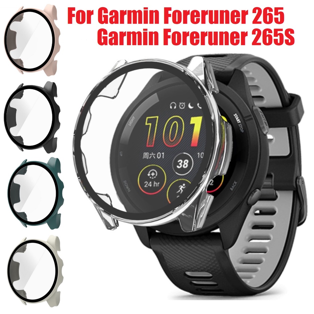 เคส Garmin Forerunner 265 Case เคส Shockproof PC+Tempered Glass Bumper เคส Garmin Forerunner 265S Ca