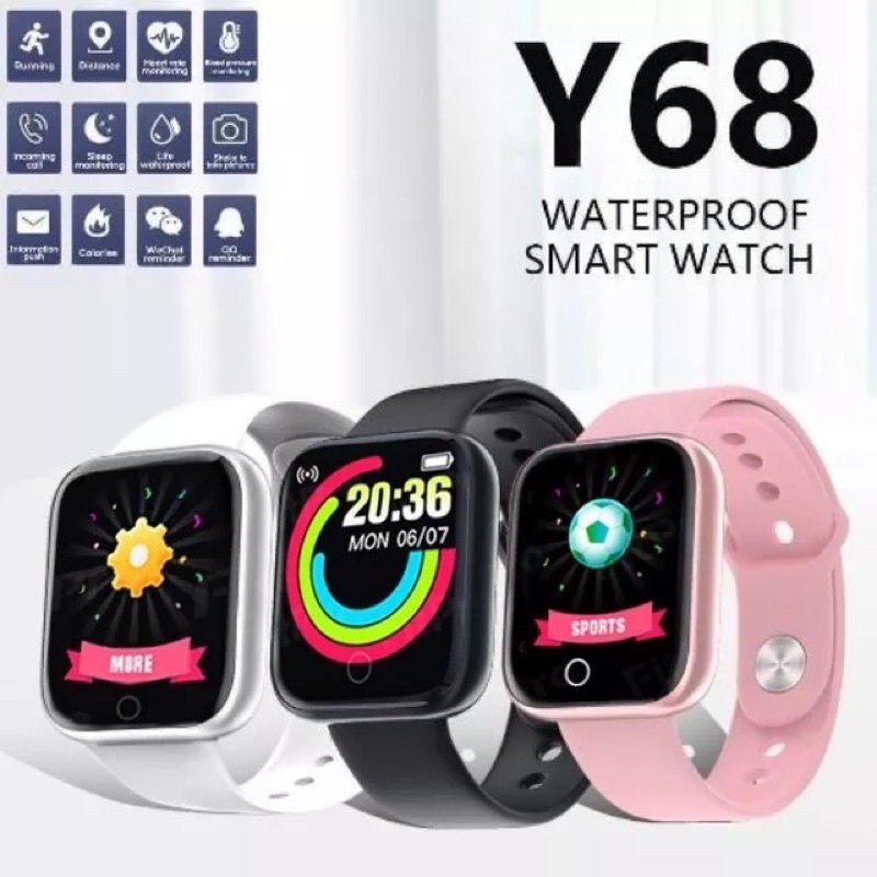 สมาร์ทวอช์ Smart Watch Y68 นาฬิกาอัจฉริยะ สัมผัสได้เต็มจอ IP67  กันน้ำได้