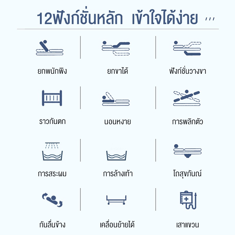 เตียงพยาบาล เตียงผู้ป่วย สำหรับผู้สูงอายุ ผู้ป่วย ผู้พิการ แบบมือหมุน มีรั้วกันตก โครงสร้างแข็งแรง มีเสาน้ำ - รูปที่ 3