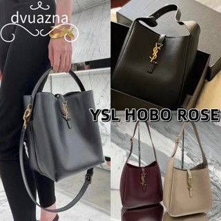 100% แบรนด์ใหม่และแท้ YSL ใหม่ Hobo Rose หนังลูกวัวสีดำกระเป๋าสะพาย