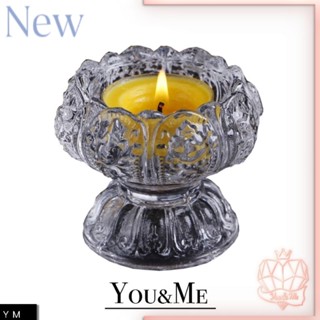 🇹🇭พร้อมส่งในไทย🇹🇭เชิงเทียนดอกบัวแก้วคริสตัลลายสวย สีใส Fityle Crystal Lotus Flower Candle Holder Tealight