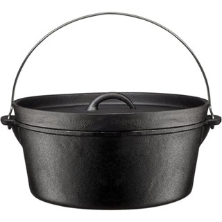 Pre-Seasoned Cast Iron Dutch Oven with Flanged Lid Iron Cover, for Campfire or Fireplace Cooking Pre-Seasoned Camping Co