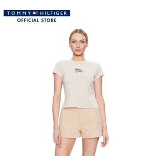 Tommy Hilfiger เสื้อยืดแขนสั้นผู้หญิง รุ่น DW0DW15441 ACI - สีเบจ