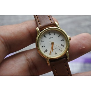 นาฬิกา Vintage มือสองญี่ปุ่น CITIZEN VEGA ระบบ QUARTZ ผู้หญิง ทรงกลม กรอบทอง หน้าปัดตัวเลขโรมัน หน้าปัด 25มม