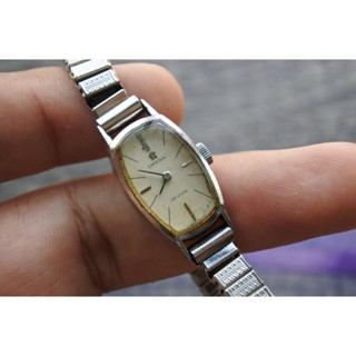 นาฬิกา Vintage มือสองญี่ปุ่น OMEGA DE VILLE ระบบ ไขลาน ผู้หญิง รูปไข่ กรอบเงิน หน้าขาว หน้าปัด 15มม