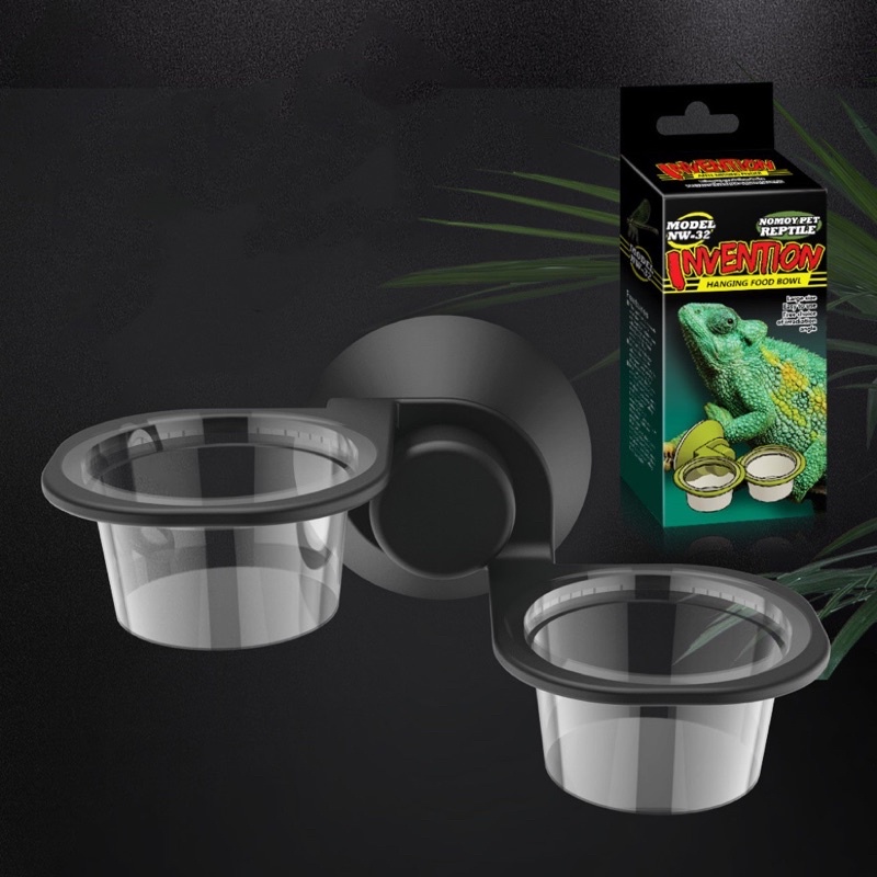 Nomoypet NW-32 ถ้วยอาหาร ถ้วยน้ำ สำหรับคาเมเลี่ยน เก็คโค กิ้งก่า ตุ๊กแก ใส่หนอนนก มีถ้วยดูด ติดกับกล่อง หรือแทงค์เรียบ