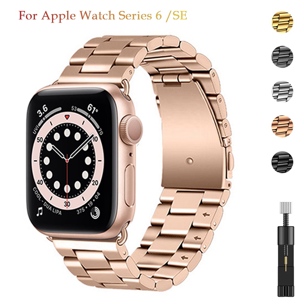 สายนาฬิกา applewatch สายโลหะสำหรับ Apple Watch 6 SE 5 4 3 2 44mm 40mm 42mm 38mm สายสแตนเลสสำหรับ Apple Watch 6 SE เปลี่ย