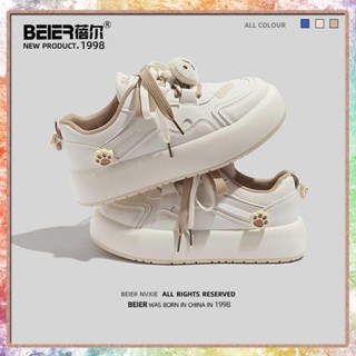 รองเท้าพละ BEIER Little White Shoes Woman Fall/Winter 2022 แพลตฟอร์มอเนกประสงค์สําหรับนักเรียน กีฬาสบาย ๆ รองเท้าผู้หญิง แพลตฟอร์ม Suede Shoe Trend