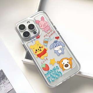 เคสใส ลายการ์ตูนหมีพูห์ กันกระแทก สําหรับ iphone 14 Pro Max 11 13 12 7Plus X XS Max 8 7