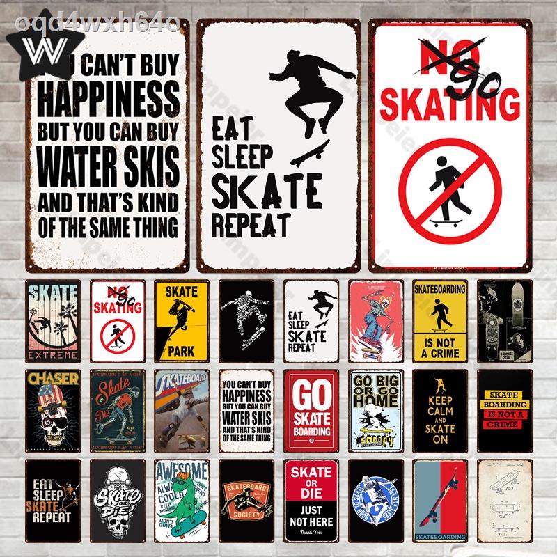 Shabby Chic Go Skating Man Cave Plate Vintage Keep Calm and Skate On Wall Stickers Metal Tin Signs