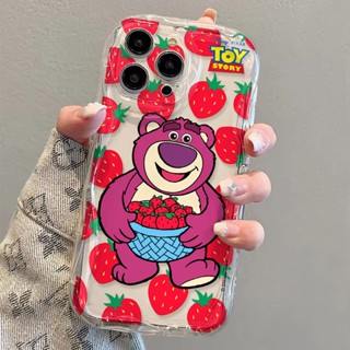 เคสโทรศัพท์มือถือแบบนิ่ม ใส ลายการ์ตูนหมี สตรอเบอร์รี่ แฟชั่น สําหรับ iphone 14 pro Max 11 13 12 7Plus 8 X XS Max