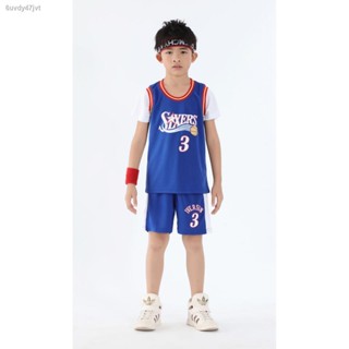 NBA Philadelphia 76ers Iverson No.3 Vintage Jersey Kids Fake Two Pieces Basketball Clothing Suits