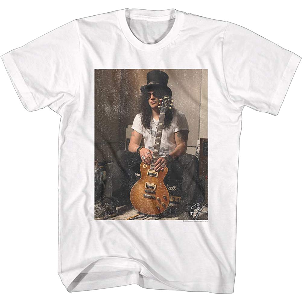 American Classics Slash Musician Slash Standing With Guitar Adult Short Sleeve T-shirt Graphic Tee :