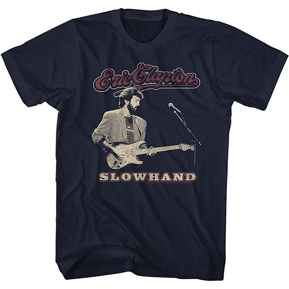 เสื้อยืดแขนสั้นผู้ใหญ่ Eric Clapton Musician Slowhand Clapton Guitar สำหรับผู้ใหญ่ : เสื้อผ้า รองเท้