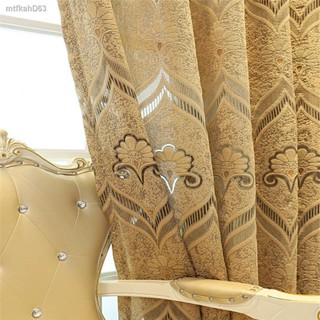 Grey/Golden Hollow Jacquard Tulle Curtain for LivingRoom Decorative Floral Geometric Voile for Sliding Door Panel Custom