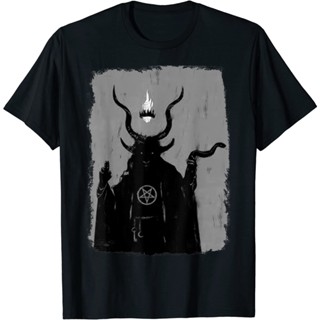 เสื้อยืด Lucifer Light Bearer Satanic Occult Baphomet Goat Atheist : เสื้อผ้า รองเท้า และเครื่องประดับ