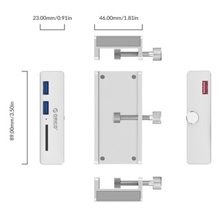 ORICO-OTT MH2AC-U3 Clip-type USB3.0 HUB with Card Reader Silver โอริโก้ รุ่น MH2AC-U3 ฮับยูเอสบีเพิ่มช่องยูเอสบีเพิ่มช่อง Clip-type USB3.0 with Card Reader สีเงิน