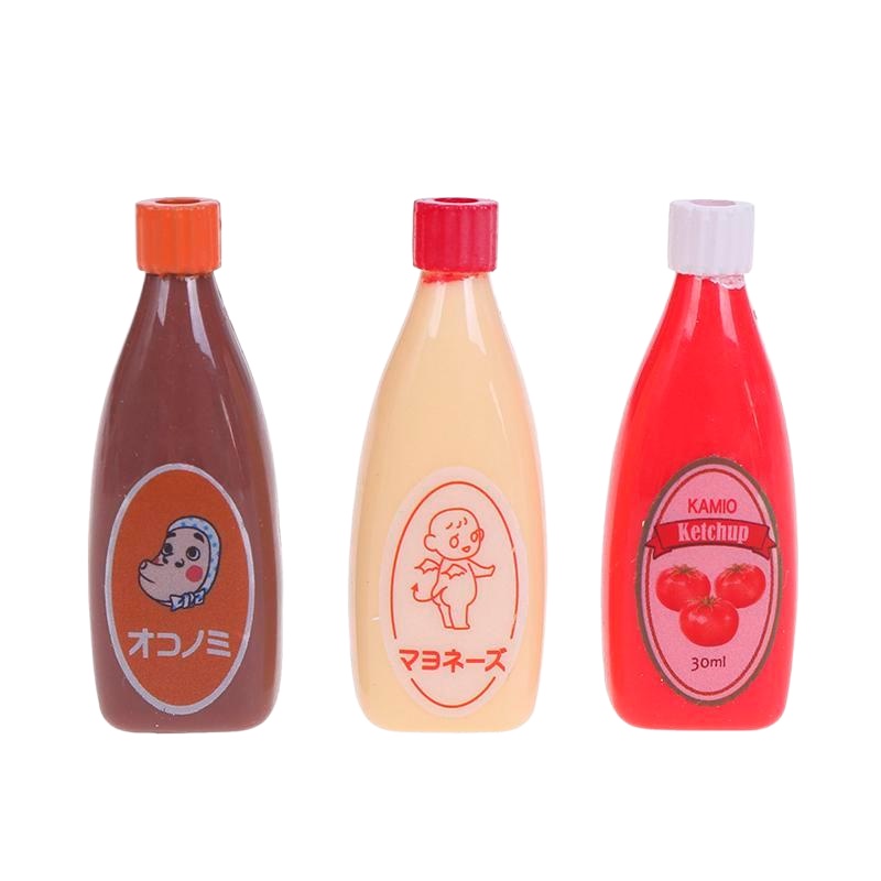 △✌™WMPH 3Pcs/set 1:12 Dollhouse Chocolate Sauce Ketchup Jam Drink Bottles Doll Decor Toy