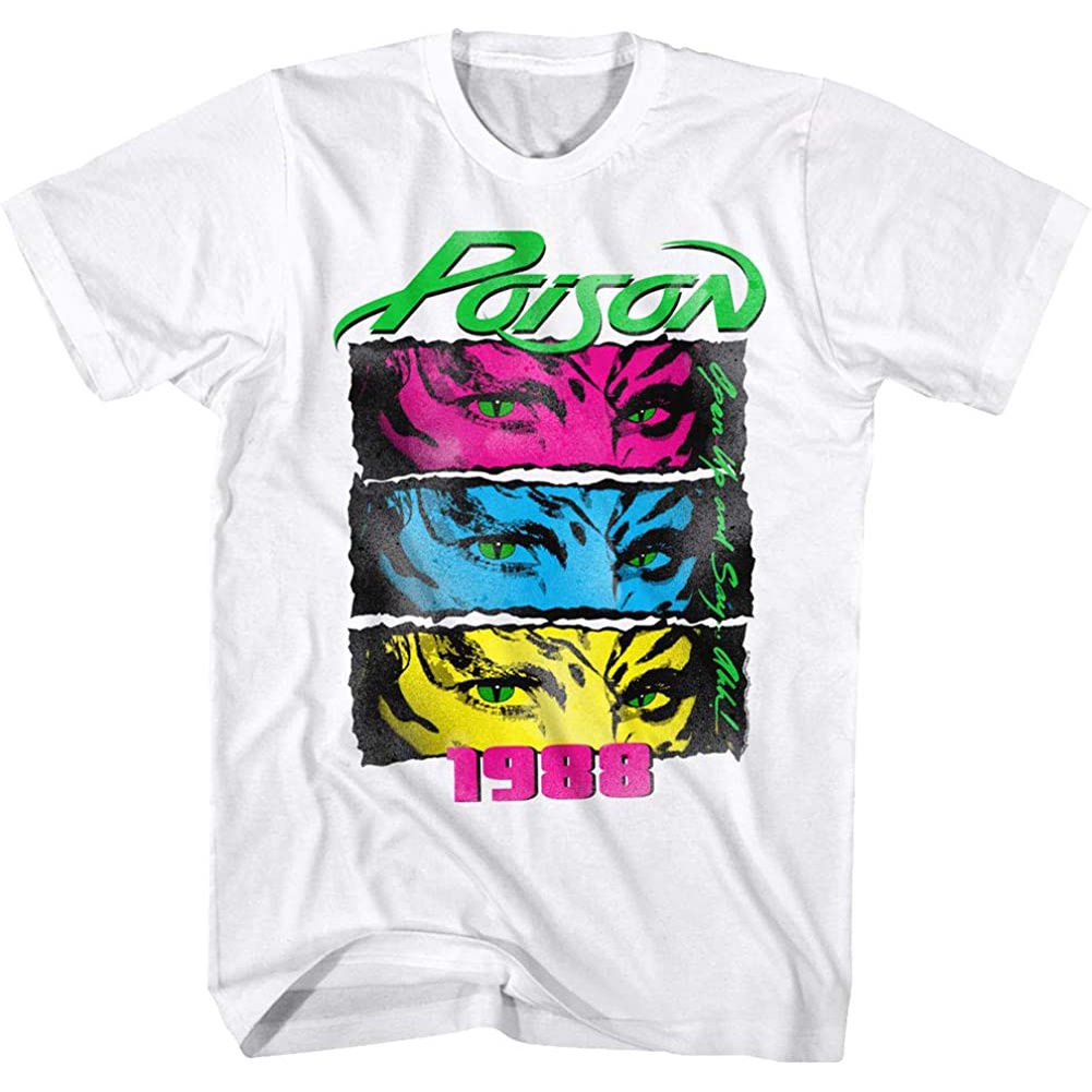 Poison Rock Band Poison 1988 Open Up And Say Ahh Neon เสื้อยืดผู้ใหญ่