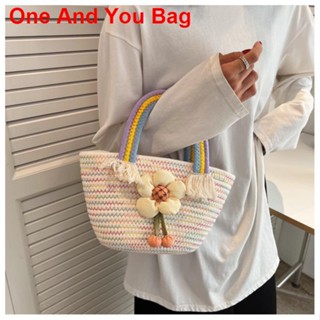 [NEW]❈▼△【ราคาต่ำสุด】                     กระเป๋าถือกระเป๋าคล้องแขนกระเป๋าสานสีสดใสผู้หญิงมาใหม่ flower shape 
 【ราคาต่ำ