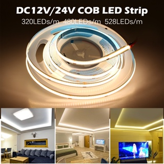 hot△☄∈สายไฟ LED 320 480 528 ดวง 5 เมตร ความหนาแน่นสูง DC12V 24V RA90 3000K 4000K 6000K ยืดหยุ่น สําหรับตกแต่ง