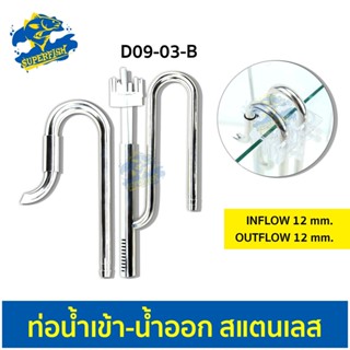 WYIN Stainless D09-03-B ท่อน้ำเข้า-ออก สแตนเลส INFlow 12mm, OUTFlow 12mm