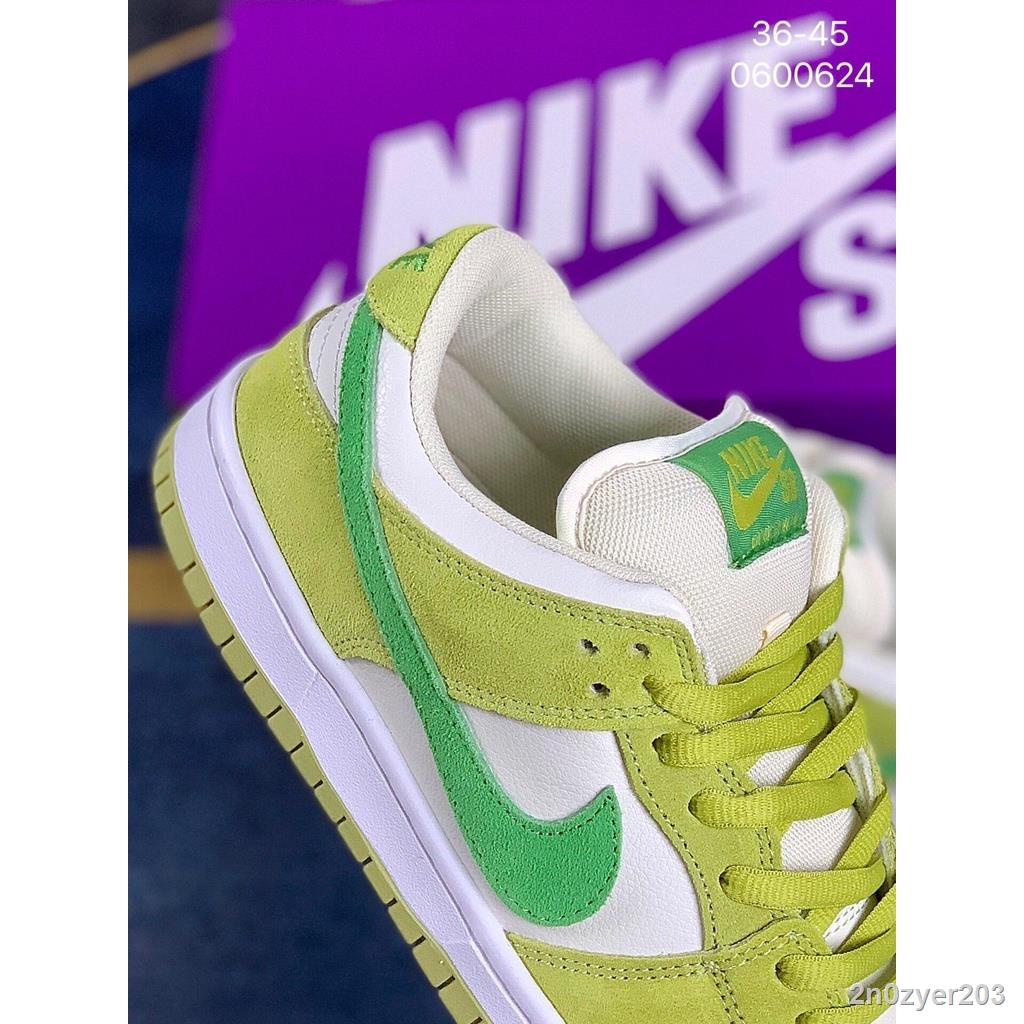 ☫✿❦ต้นฉบับ Nike SB Dunk Low "Sour Apple" Beige Green Cyan Apple Sewing Car Women s Shoes Men Tennis Sports Item No.: DM0
