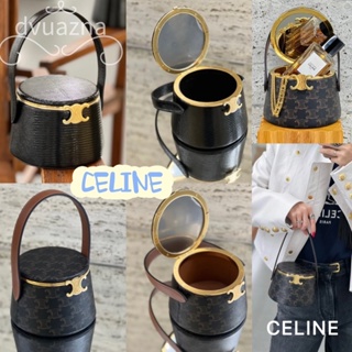 💯 100% ของแท้ CELINE 23SS TRIOMPHE โลโก้พิมพ์รอบพกพากระเป๋าเครื่องสำอาง