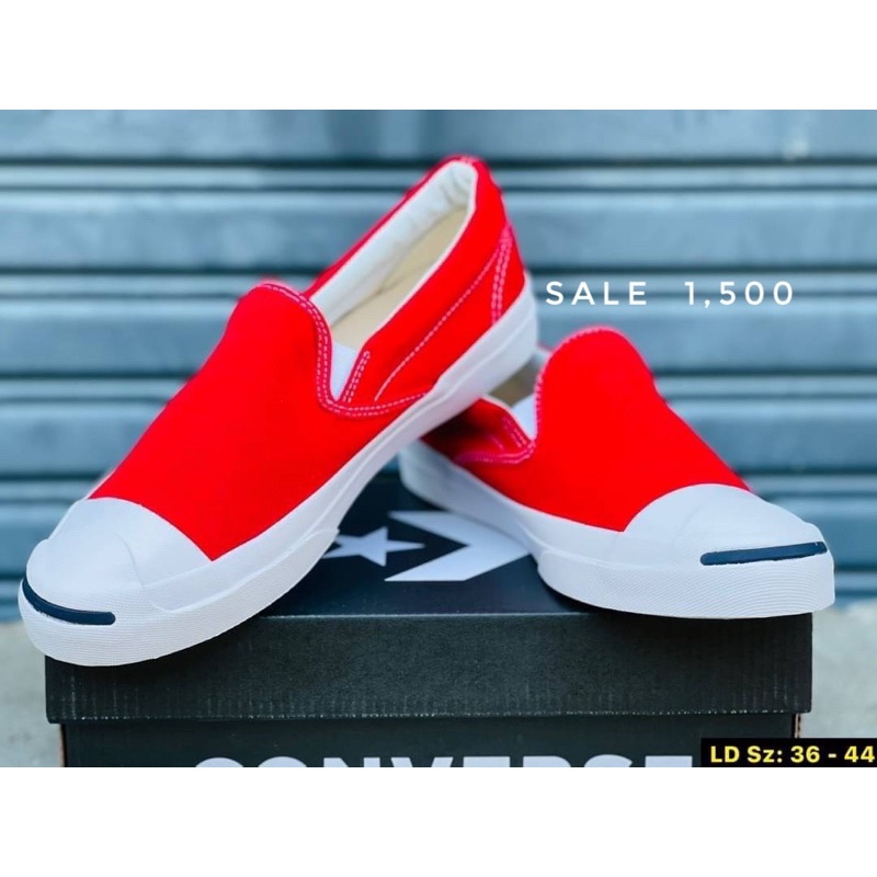 ℡☞❀CONVERSE JACK PURCELL SLIP ON JAPAN REDรองเท้าผ้าใบ