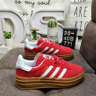 A_didas Originals Gazelle Bold W clover รองเท้าผ้าใบลําลอง พื้นหนา สามชั้น สไตล์วินเทจ