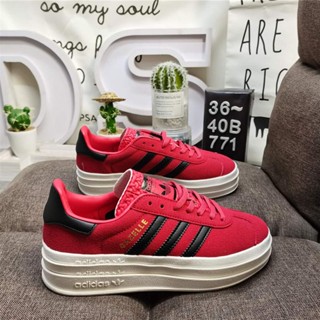 A_didas Originals Gazelle Bold W clover รองเท้าผ้าใบลําลอง พื้นหนา สามชั้น สไตล์วินเทจ